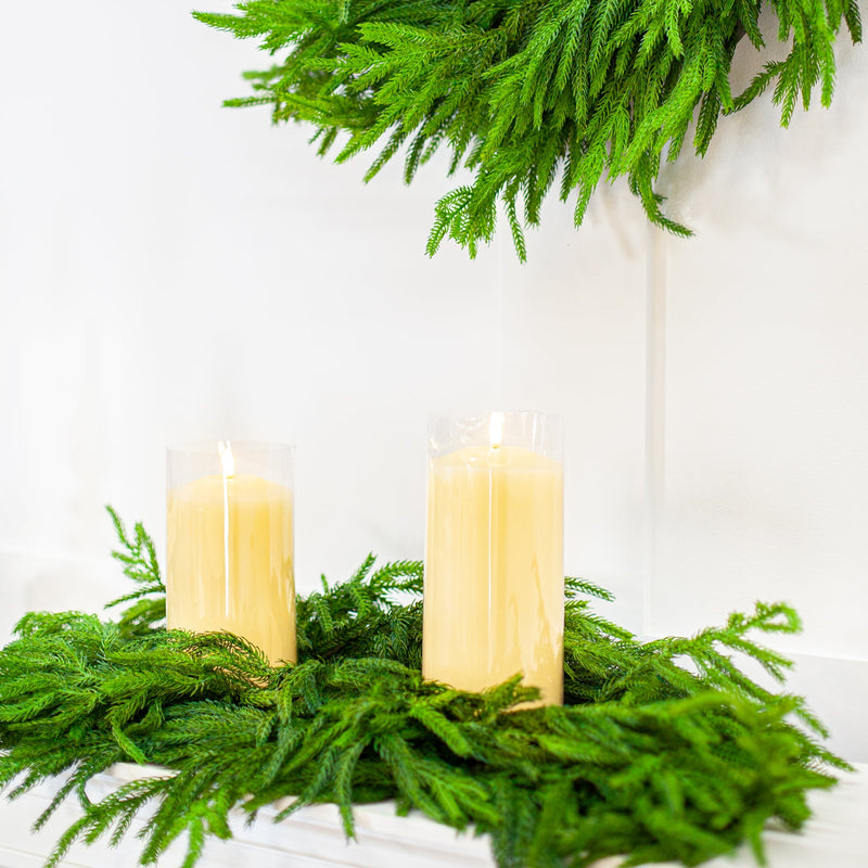 Centro de mesa Norfolk de 36" con doble espacio para velas