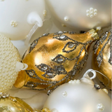4"6" Gold Ball Finial Assorted Ornament Set Of 2