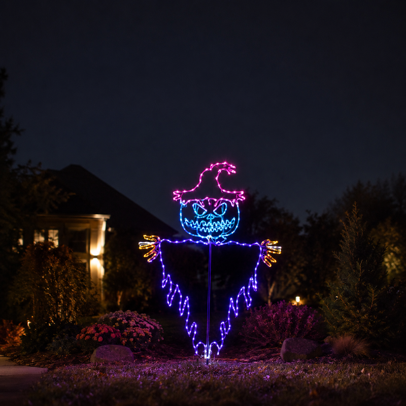 72" Halloween LED Jack-O-Lantern Voodoo Scarecrow