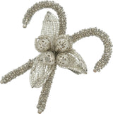 Silver Beaded Candy Cane Napkin Ring Set Of 4