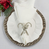 Silver Beaded Candy Cane Napkin Ring Set Of 4