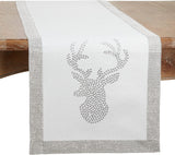 16" x 90" Silver Sequin Reindeer Runner