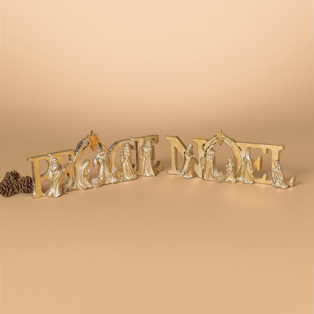 12" Peace & Noel Nativity Sign Assorted Set Of 2