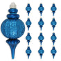 8" Balmy Sea Blue Sequin Shatterproof Finial Set Of 4