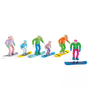 6 Piece Standing Snowboarders Figurines 1:32 Scale