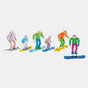 6 Piece Standing Snowboarders Figurines