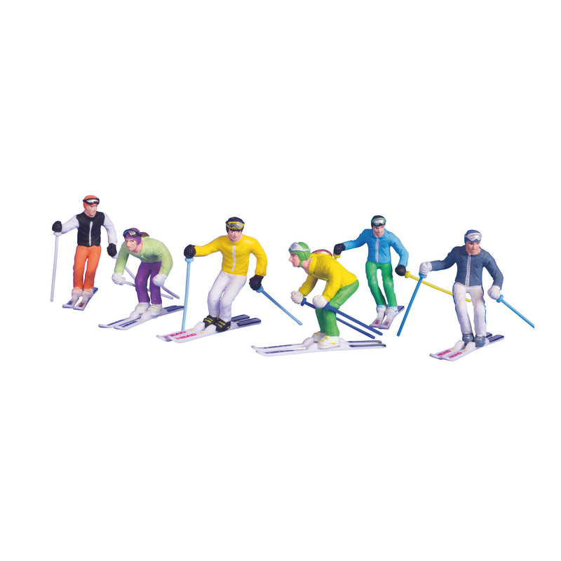6 Piece Standing Skiers Figurines 1:32 Scale