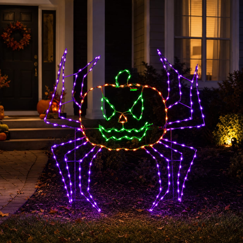 60" Halloween LED Animated Spider Pumpkin