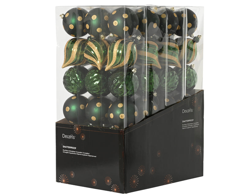 6" Glitter Shiny & Matte Shatterproof Ball Ornament Assorted Set Of 24