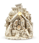 8" Creche Nativity With LED Bethlehem Star