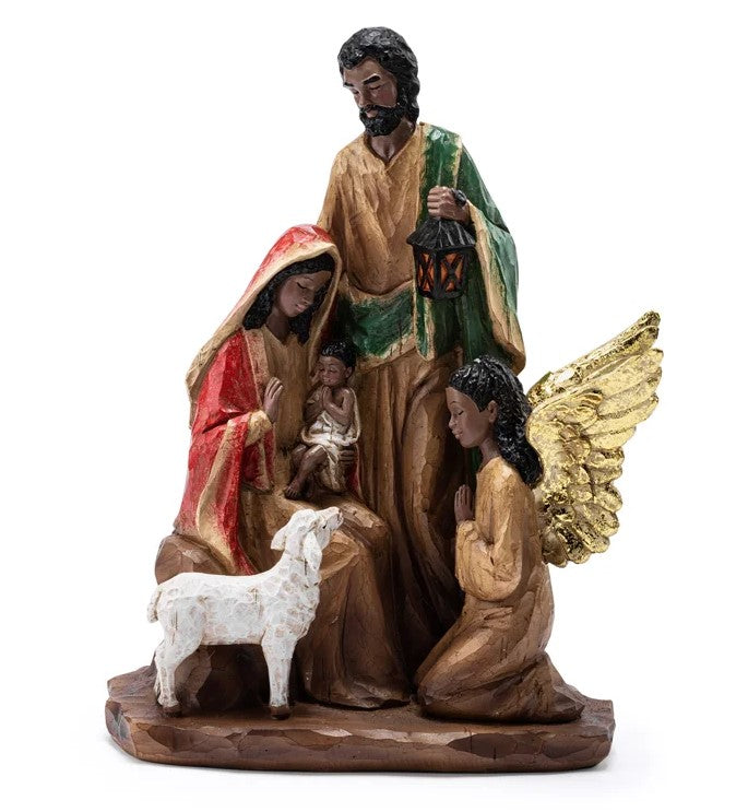 12" African American Holy Family With Angel