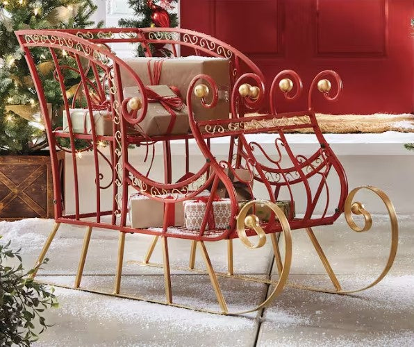 6 FT X 4 FT Red & Gold Sleigh