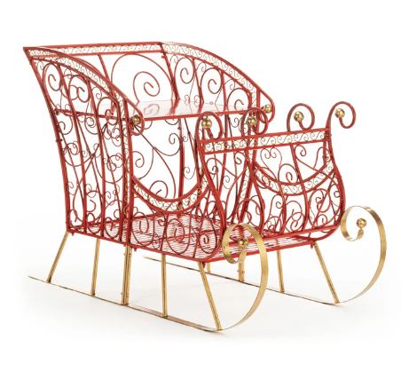 Trineo rojo y dorado de 1,8 m x 1,2 m