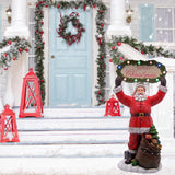 30" Lighted Santa With Merry Christmas Sign