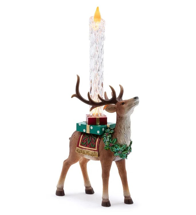 18" Lighted Deer With Wreath Candle