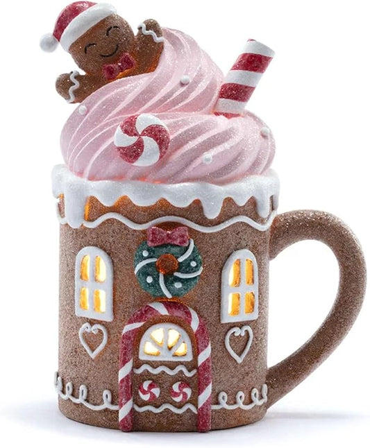 8" LED Gingerbread Mug Battery Operated
