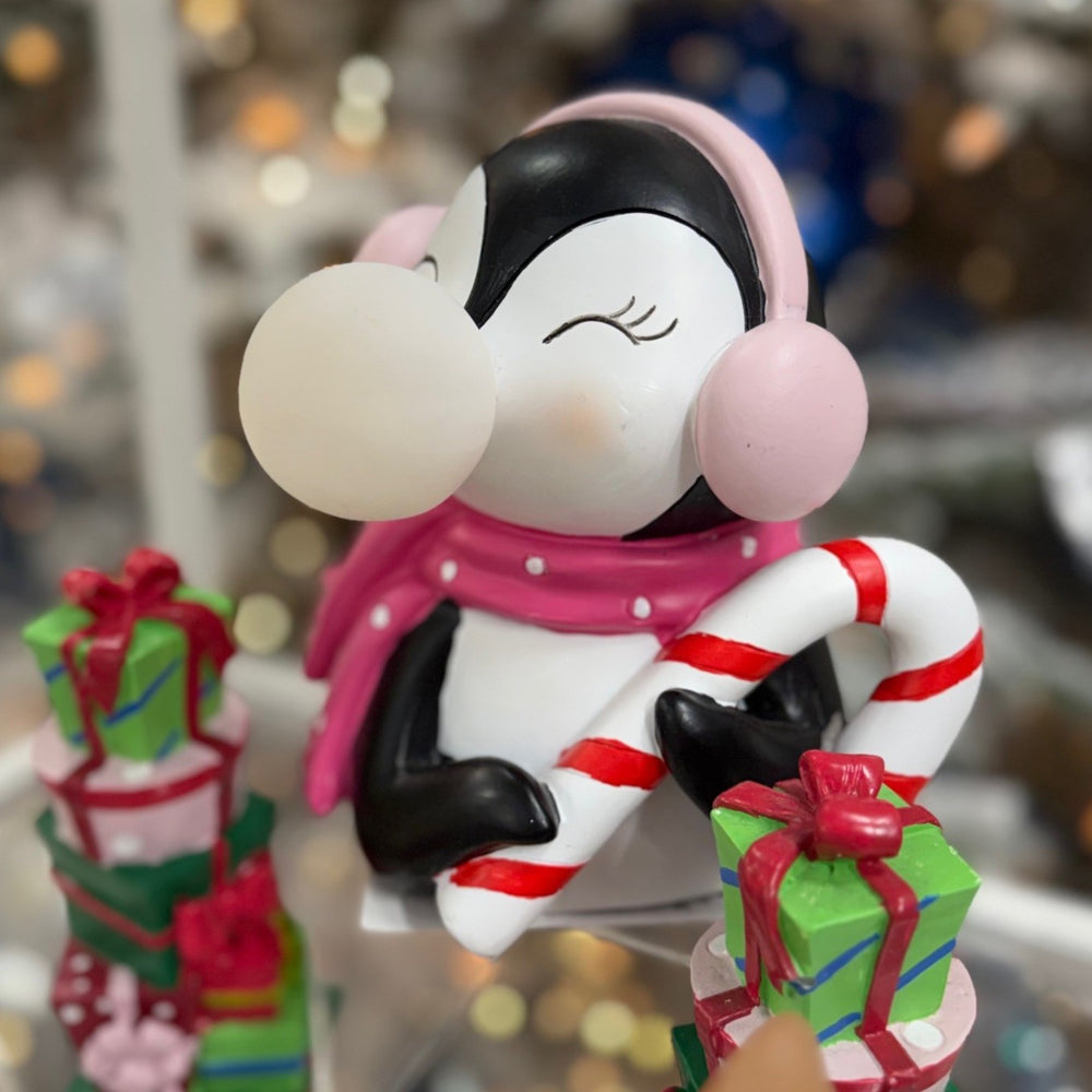 7" Lighted Penguin With Candy Cane