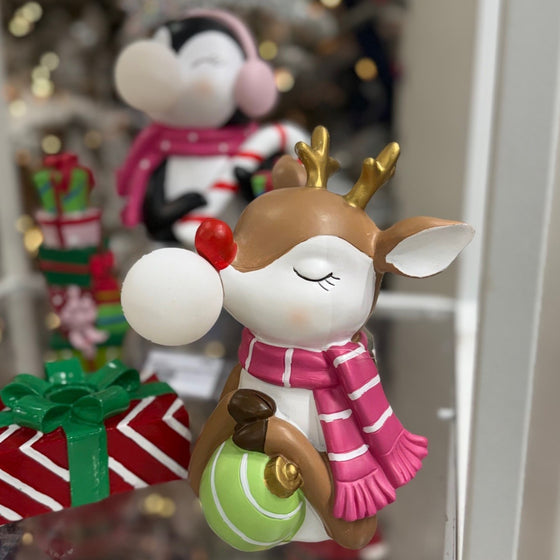 8.5" Lighted Reindeer Holding Ornament