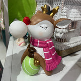 8.5" Lighted Reindeer Holding Ornament