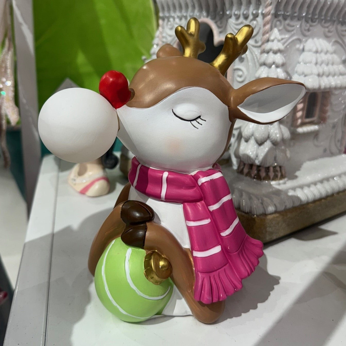 8.5" Lighted Reindeer Holding Ornament