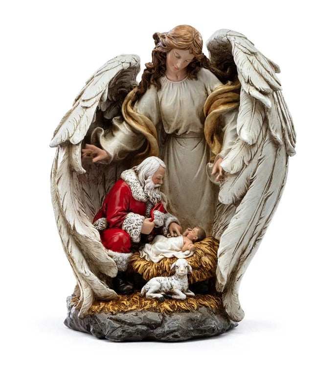 18" Angel & Santa With Baby Jesus