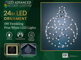 24" 190 LED Pure White Ornament Twinkling Effect
