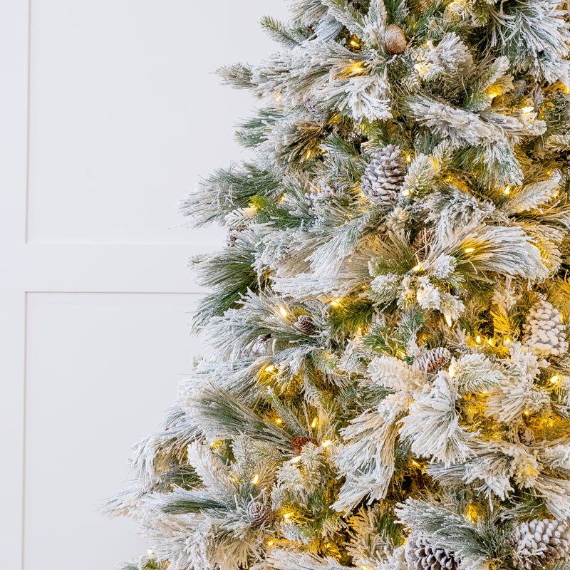 7 FT Snowbell Pine Tree Pre-Lit Clear LED Twinkle Lights