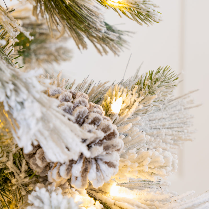 7 FT Snowbell Pine Tree Pre-Lit Clear LED Twinkle Lights