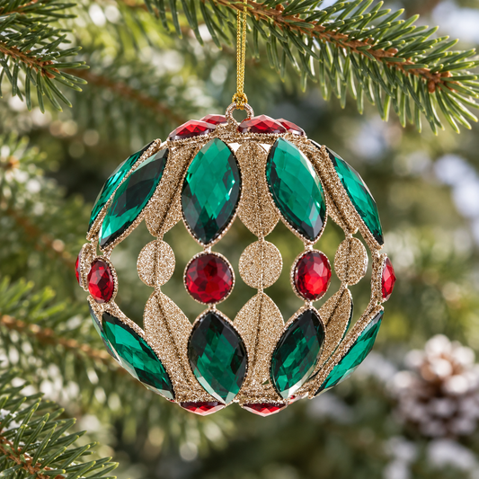 4" Glittered Rhinestone Filigree Ball Ornament Set Of 2