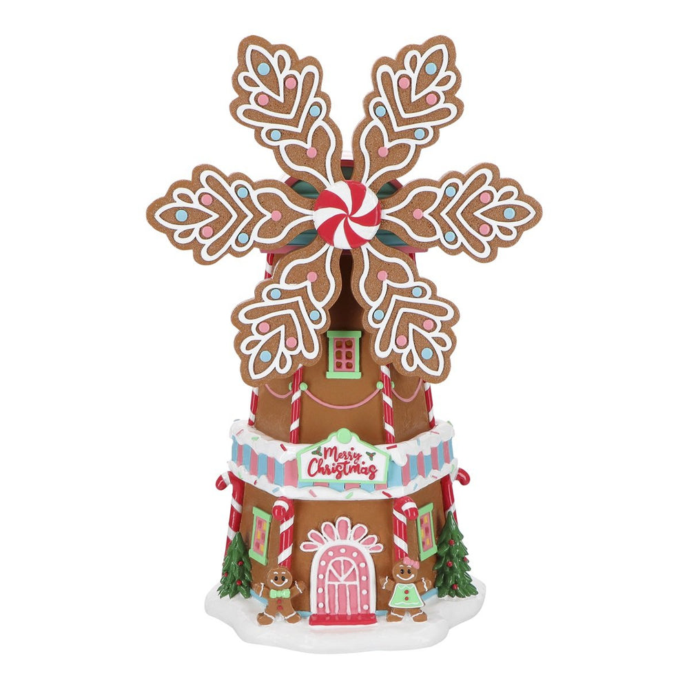 20" Lighted Gingerbread Peppermint Windmill Battery Operated