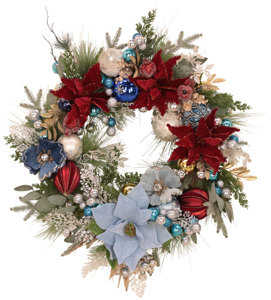 Mark Roberts 32" Blue, Red & White Wreath