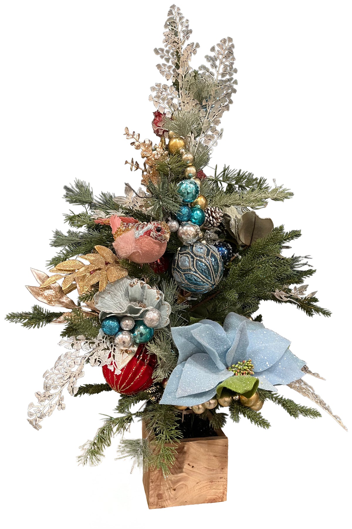Árbol esculpido azul y plateado Mark Roberts de 91 cm