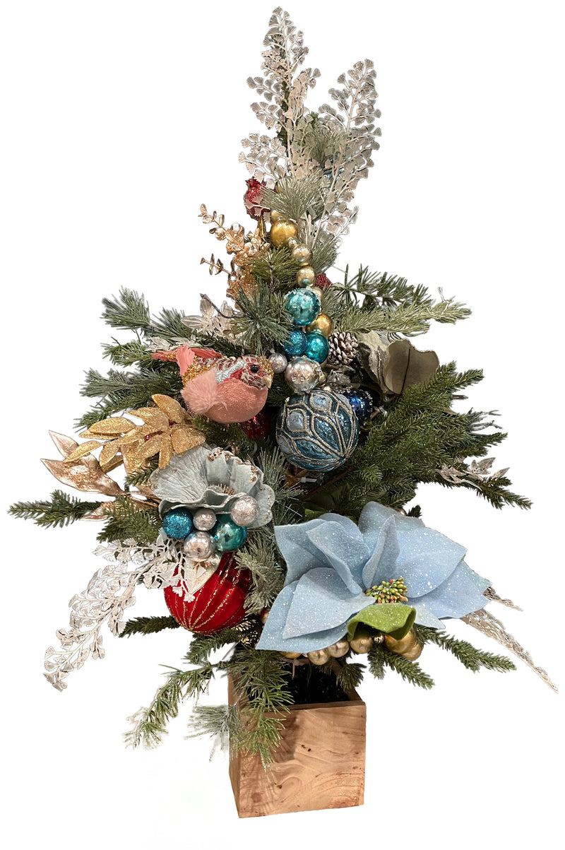 Árbol esculpido azul y plateado Mark Roberts de 91 cm