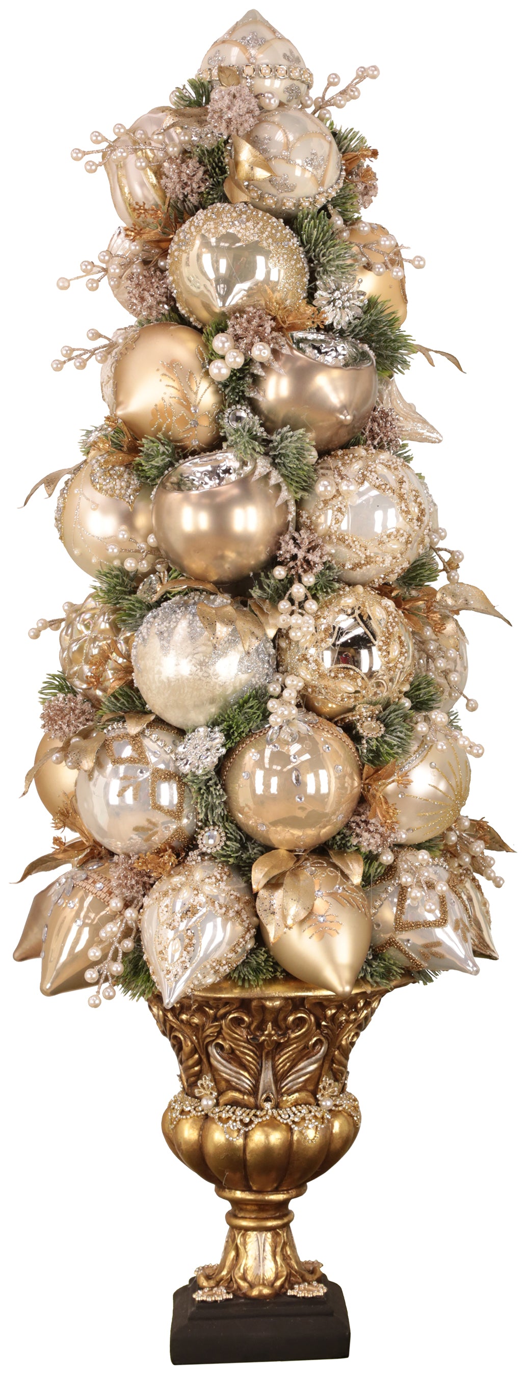 Mark Roberts 38.5" Ivory Gold Urn Glass Ornament Topiary
