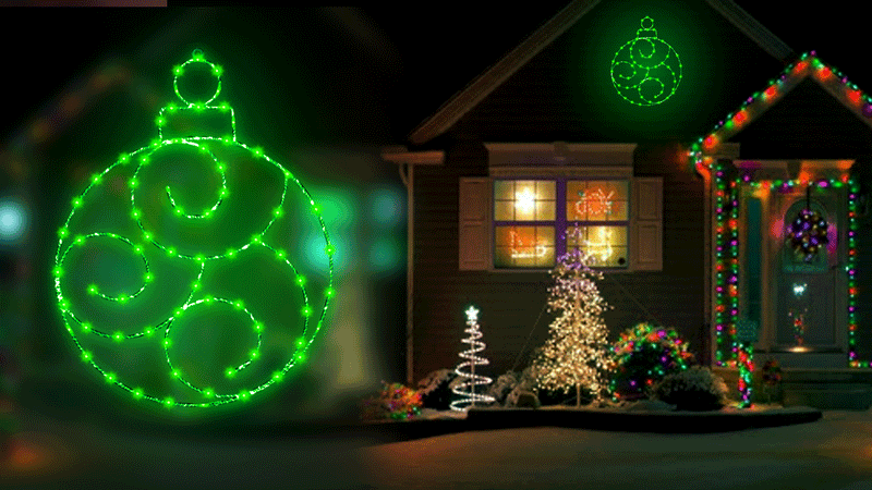Adorno LED verde de 24" y 190 luces con efecto centelleante