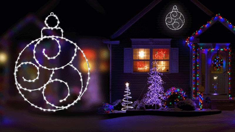 24" 190 LED Pure White Ornament Twinkling Effect