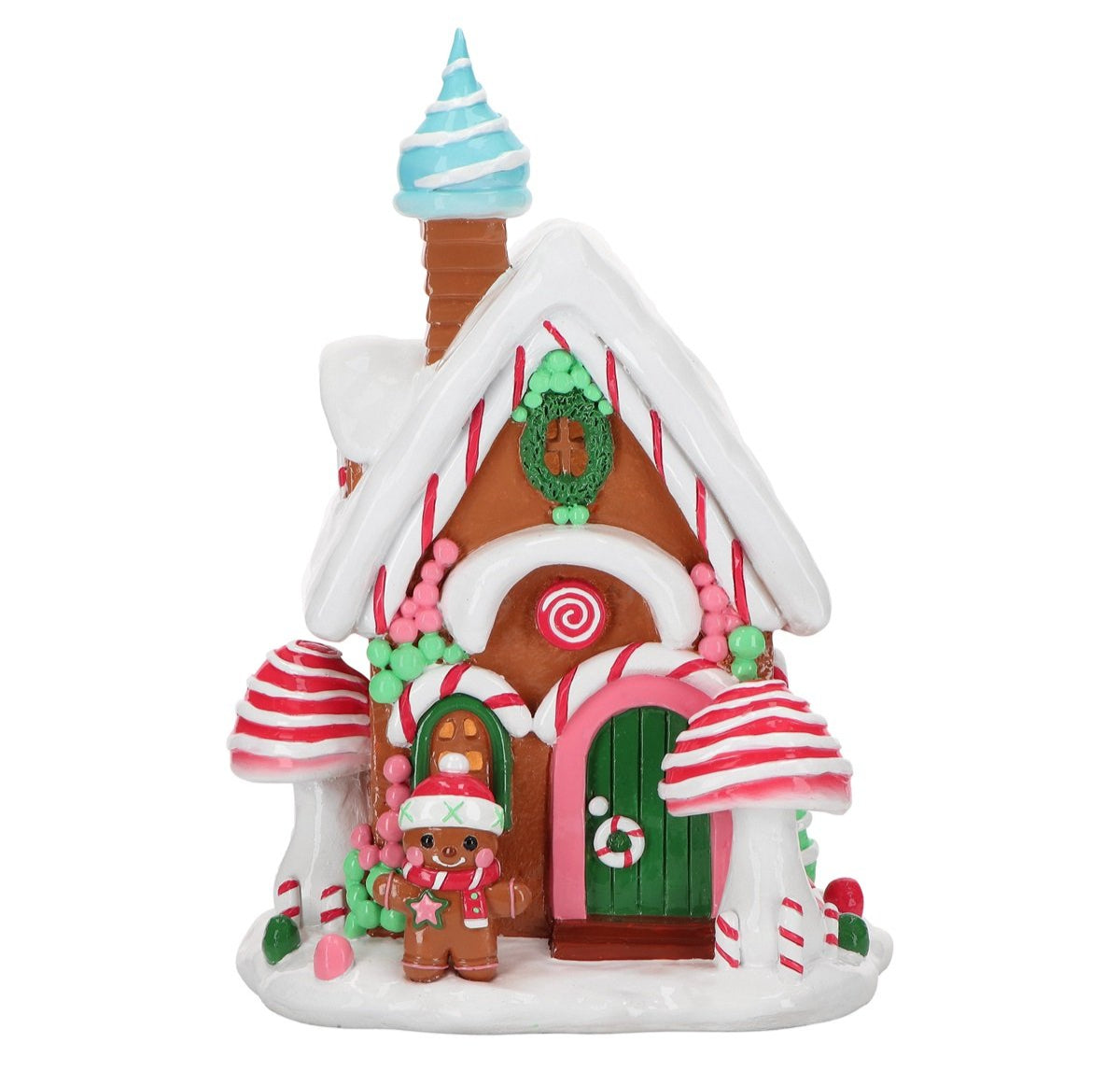 12" LED Peppermint Gingerbread House Battery Operated