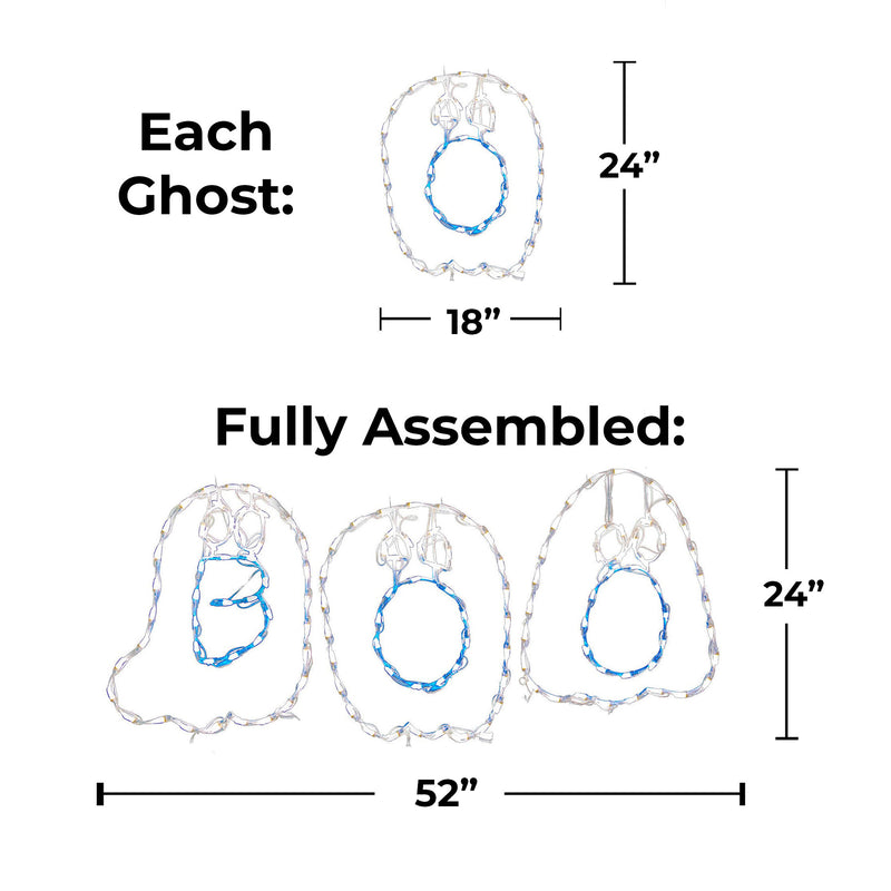 24" Halloween LED BOO 3 Fantasmas