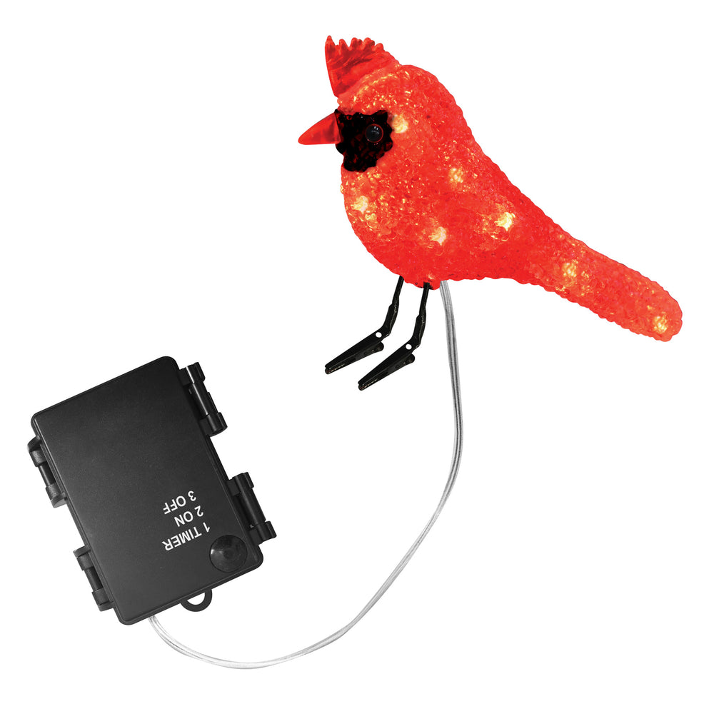 6" 10 LED Red Cardinal With Clipped Feet Battery Operated Set Of 3