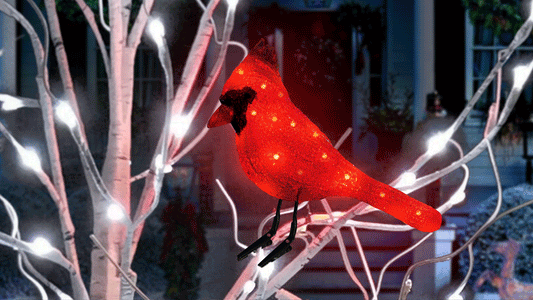 6" 10 LED Red Cardinal With Clipped Feet Set Of 6