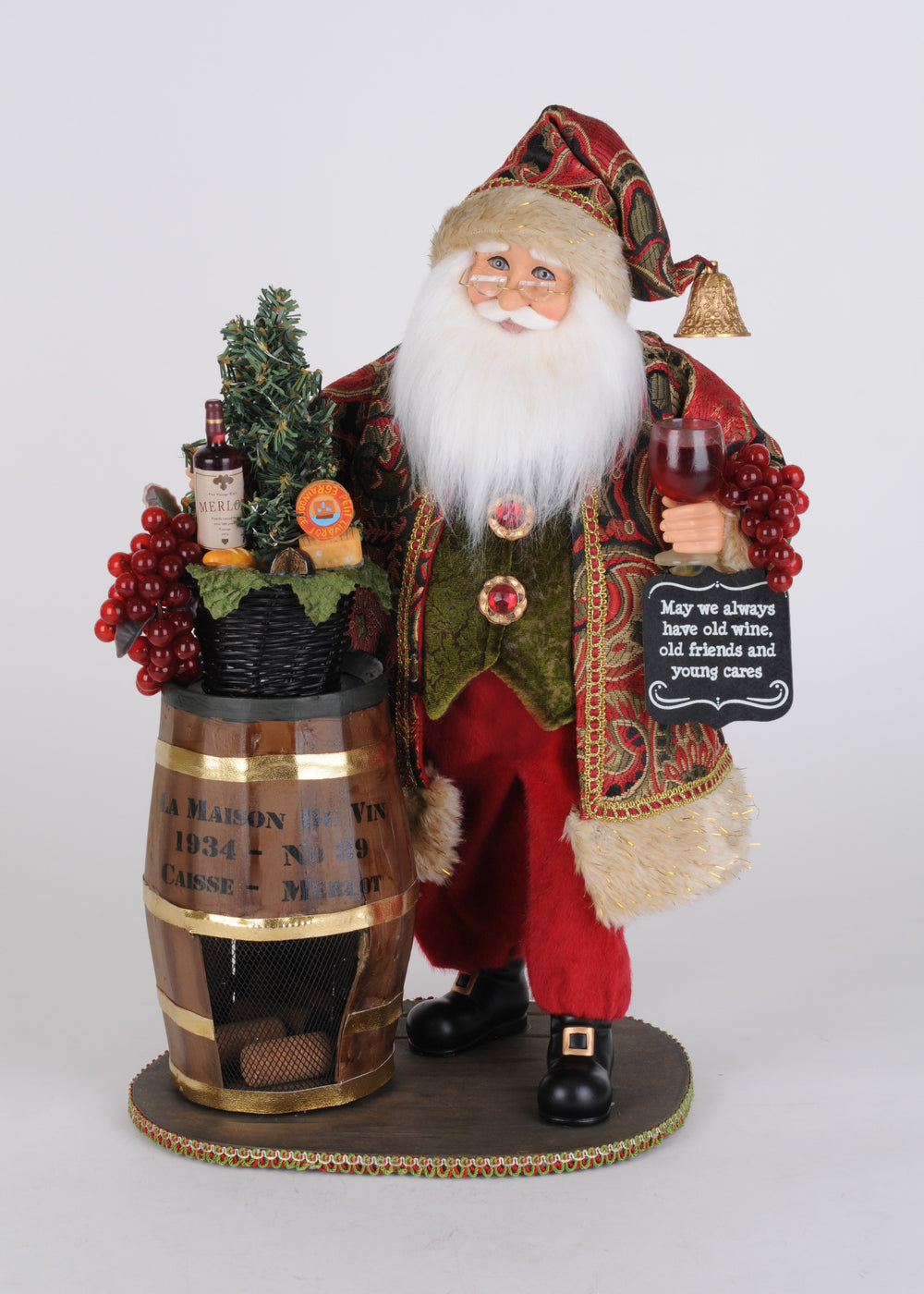 Karen Didion Originals 18" Lighted Merlot Cork Collector Santa