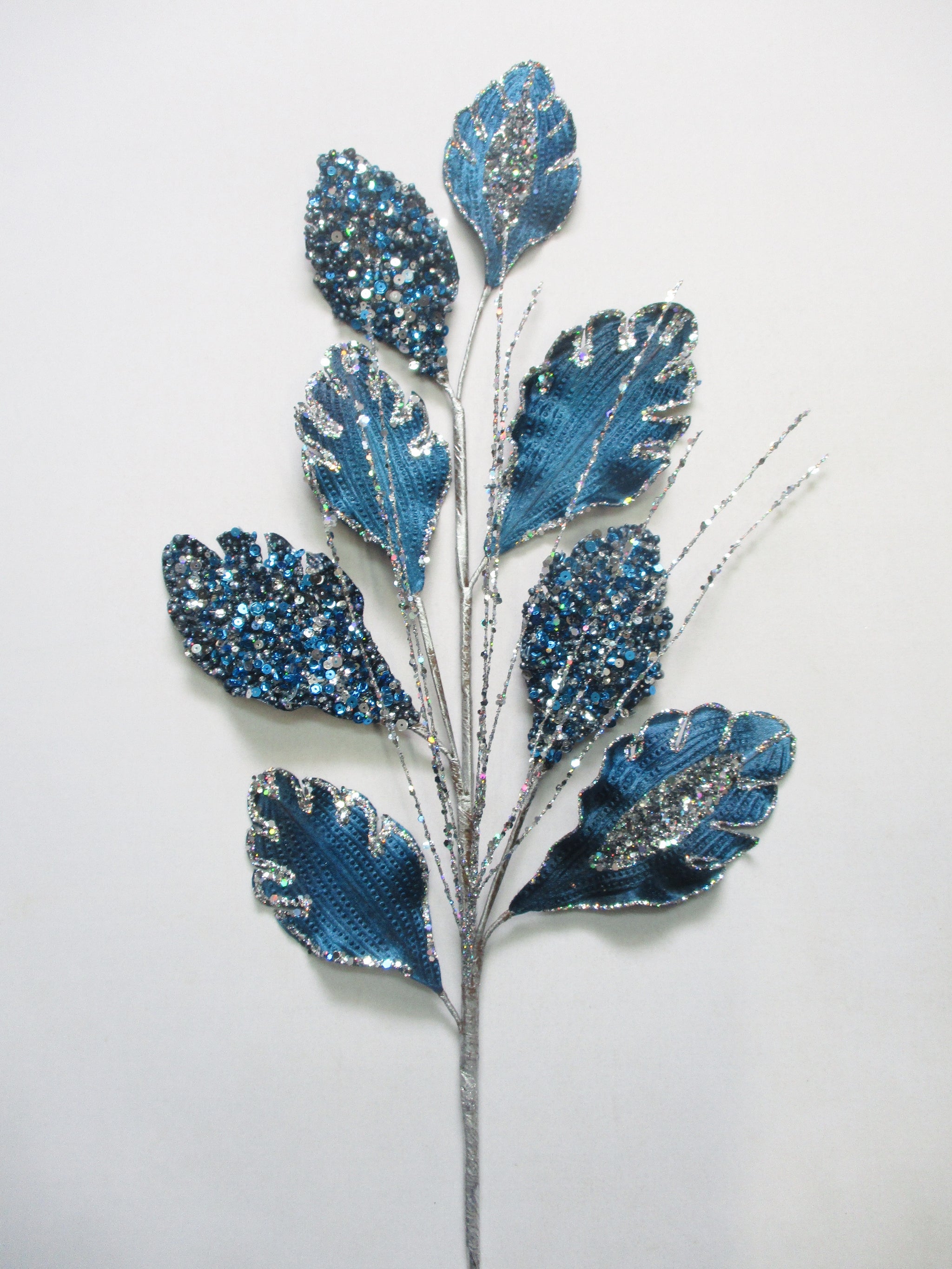 25" Sequin Leaf Branch Set Of 6
