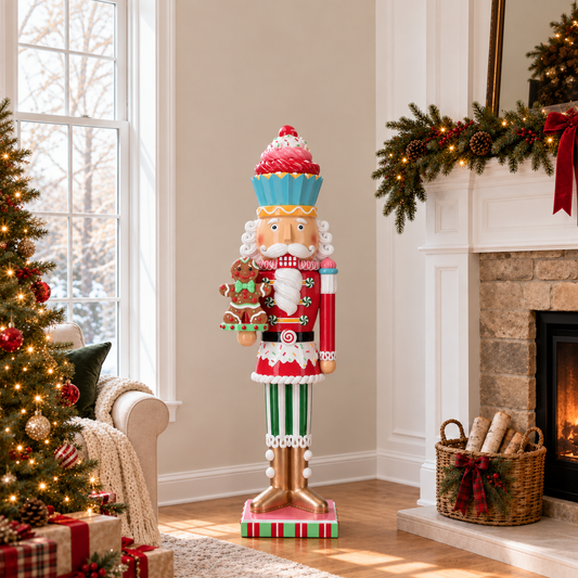 4 FT LED Candy Nutcracker With Gingerbread Man