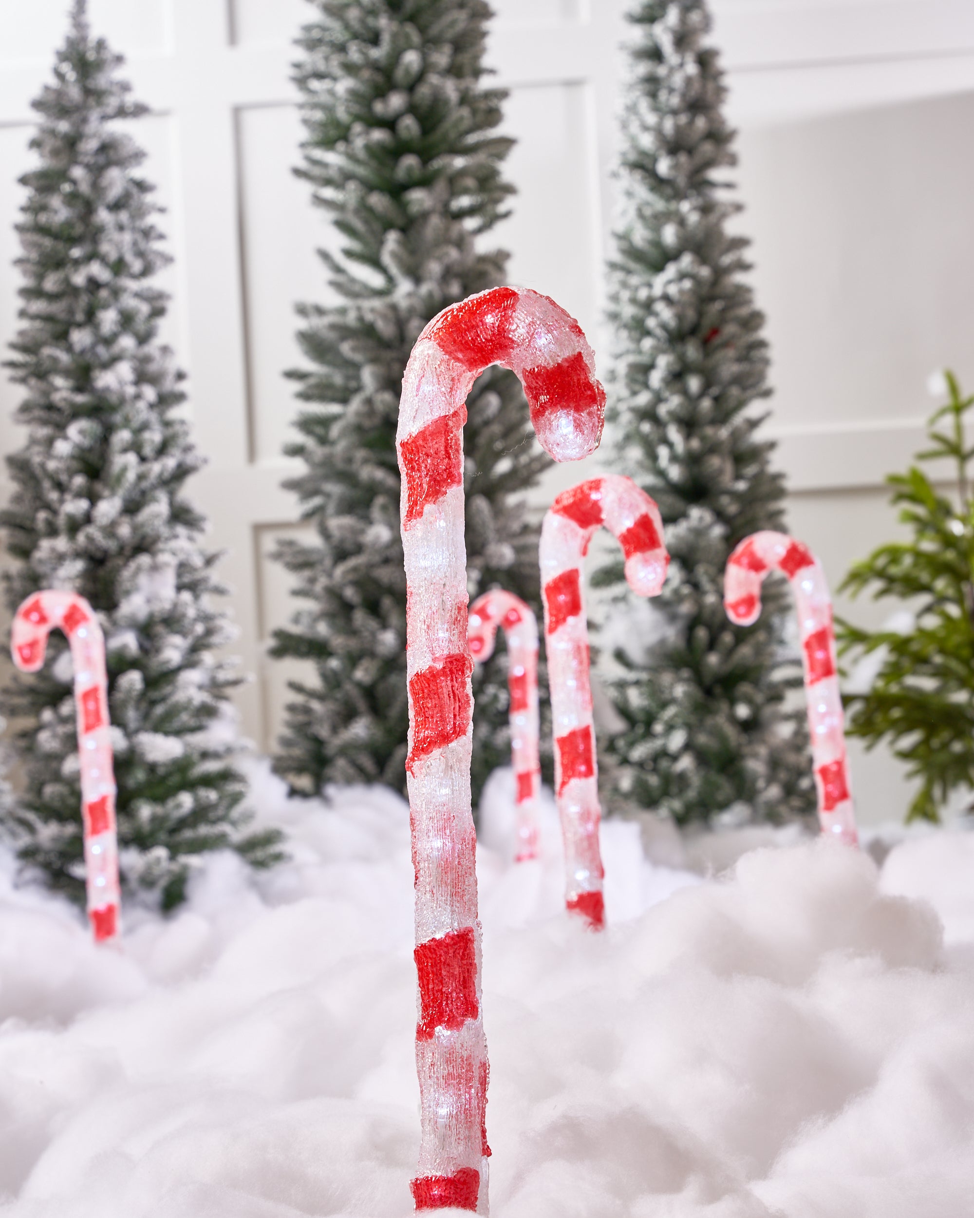 2 FT 90 LED Cool White Candy Canes Set Of 3
