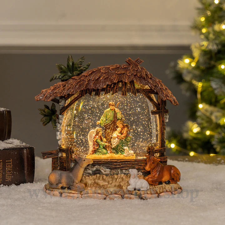 8" Lighted Nativity Scene Water Lantern