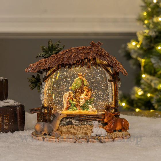 8" Lighted Nativity Scene Water Lantern