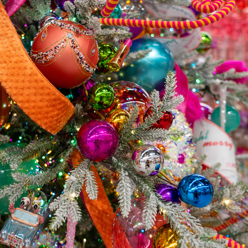 5" Matte Peach Beaded Swag Ball Ornament