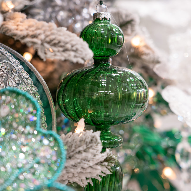 10" Green Finial Assorted Set Of 2