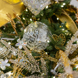 4" Crystal Silver & Glitter Ornament Assorted Set Of 12