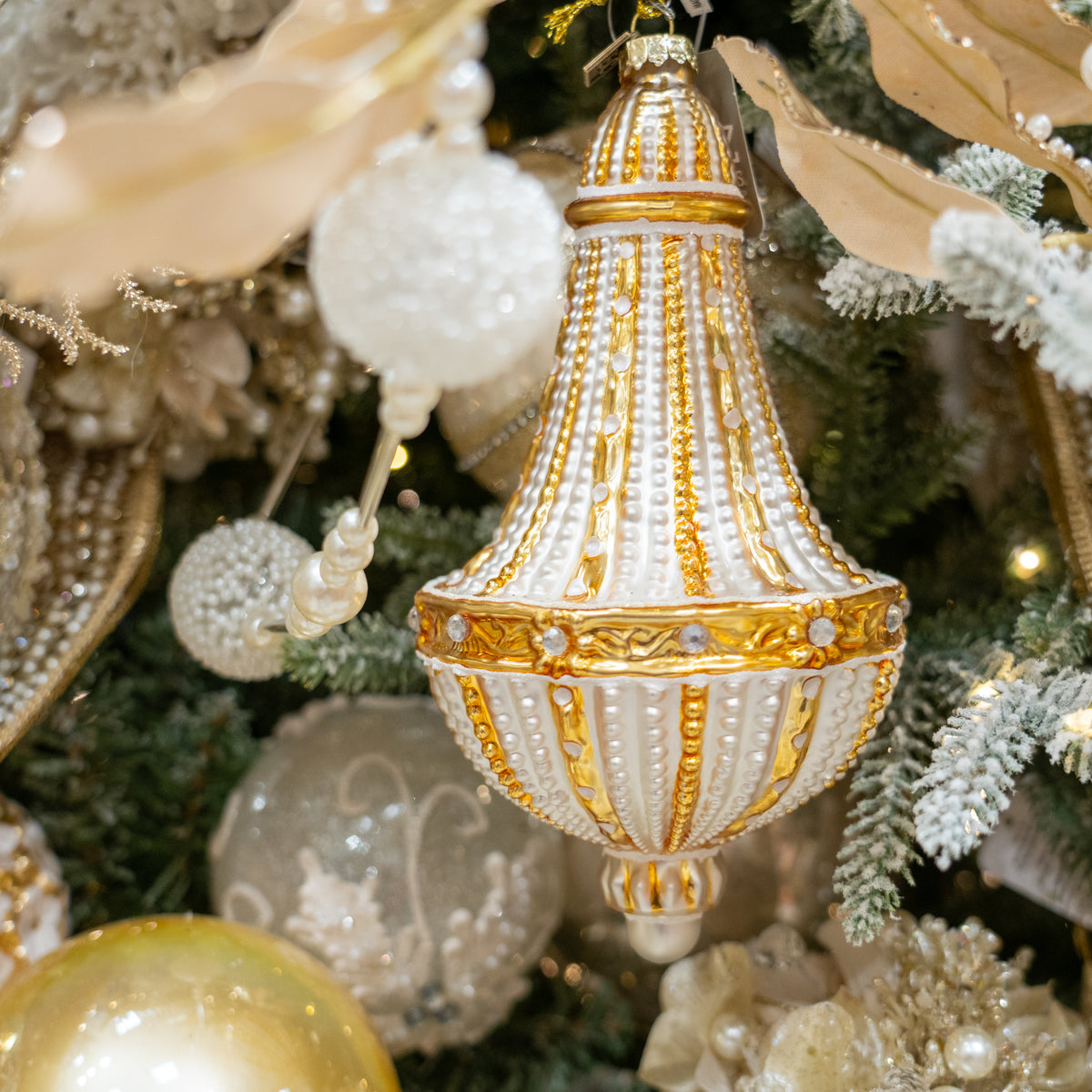 Juego de 2 adornos de cristal para candelabros dorados de 8"